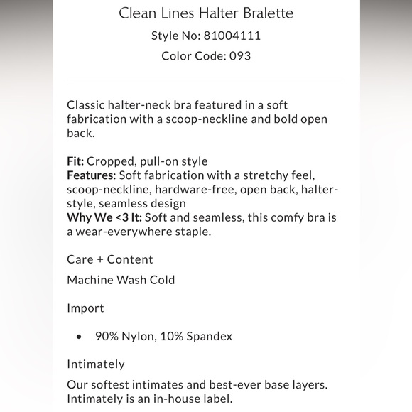 Free People Intimately Clean Lines Halter Bralette XS/S NWOT - Picture 4 of 5